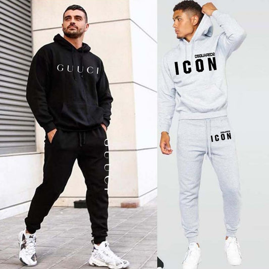 2023 Men's Hoodie Solid Color Printing Men's Hoodie Set Leisure Fashion Men's Tracksuit Hooded Sportswear S-4XL