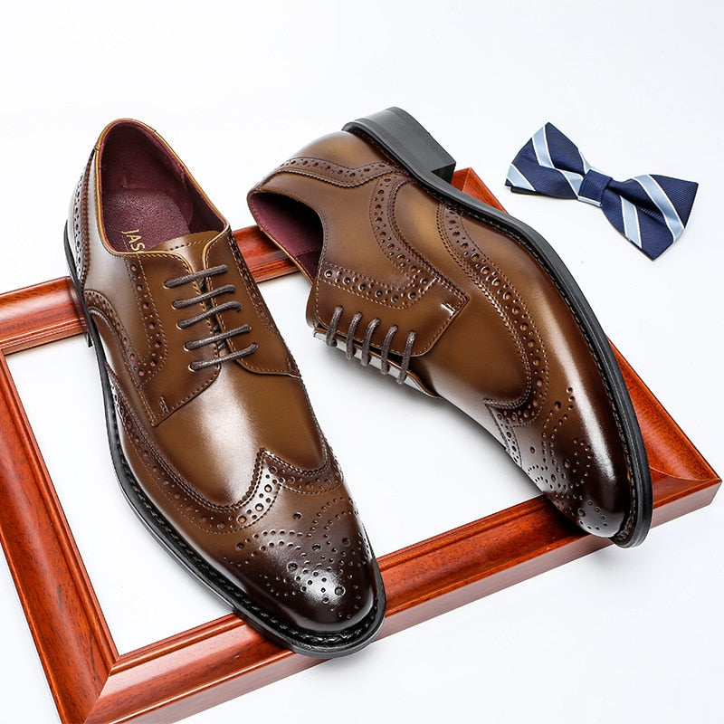 2022 High Quality Handmade Oxford Dress Shoes Men Genuine Cow Leather Suit Shoes Footwear Wedding Formal Italian Shoes Hot