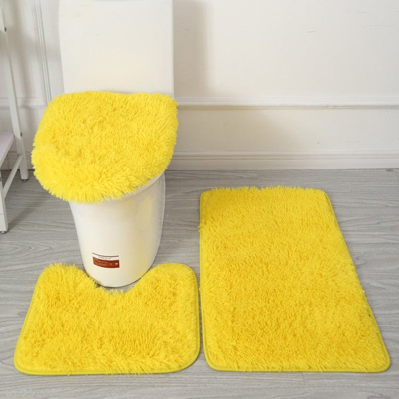 30Styles 3Pcs Plush Toilet Lid Cover Mat Set Anti Slip Anti-static Soft Bathroom Shower Carpets Wear-resistant Floor Rugs