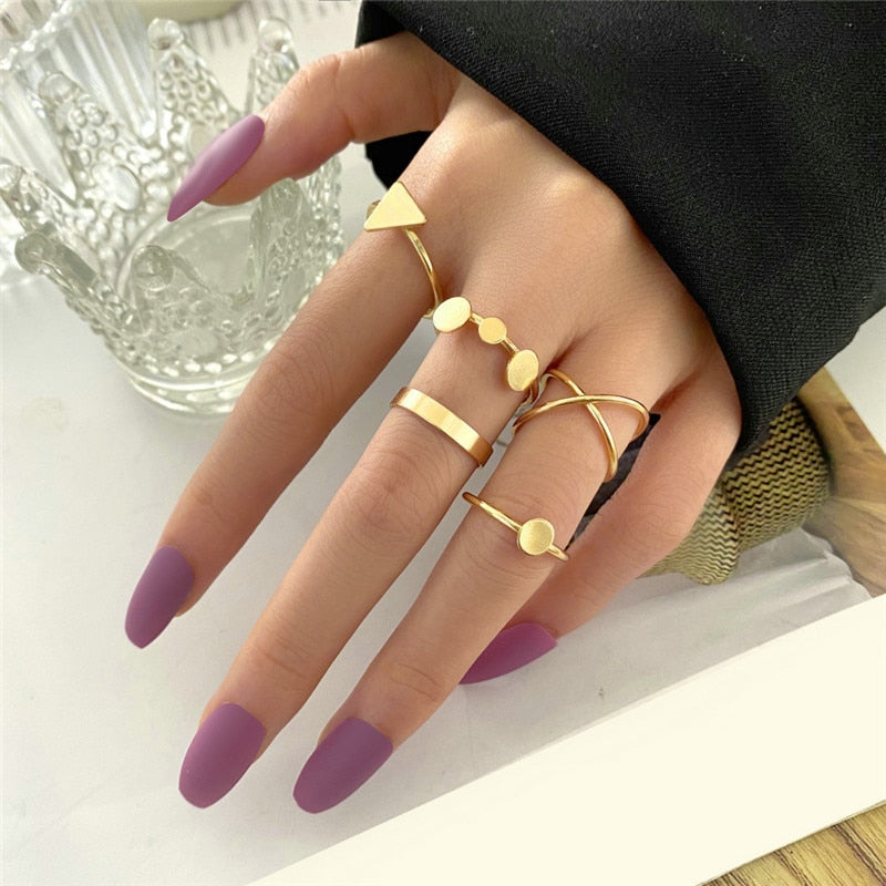 Boho Gold 22pcs Heart Rings Set For Women Vintage Geometric Cross Pearl Butterfly Finger Rings Women's 2022 Trendy Jewelry Gift