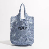 Summer Beach Travel Bags Raffia Straw Wicker Totes Bag Women Luxury Designer Fashion Paris Woven Shopping Bag Hollow Out Handbag