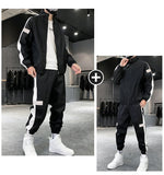 Men Sportswear Set Spring Autumn Set Mens Tracksuit Patchwork Hip Hop Sweatshirt+Pants Male Casual Jacket Streetwear Track Suit