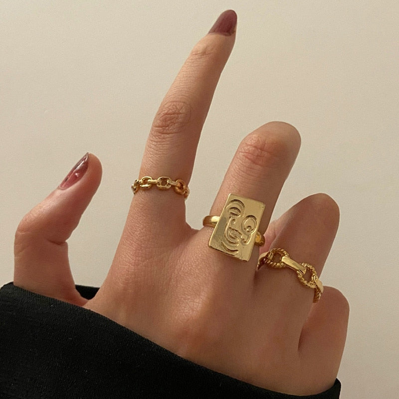 Boho Gold 22pcs Heart Rings Set For Women Vintage Geometric Cross Pearl Butterfly Finger Rings Women's 2022 Trendy Jewelry Gift