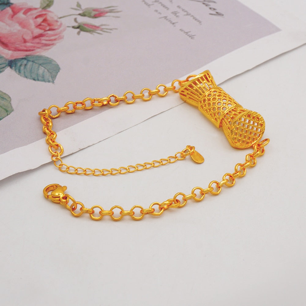 Luxury Dubai Gold Color Jewelry Sets African Bridal Wedding Flower Jewelry Sets Necklace Bracelet Earrings Ring Set Lady Gift