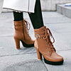 High Heels Women Ankle Boots Lace Up Fall Winter Platform Ladies Boots Large Size Fashion Shoes White Black Brown 659