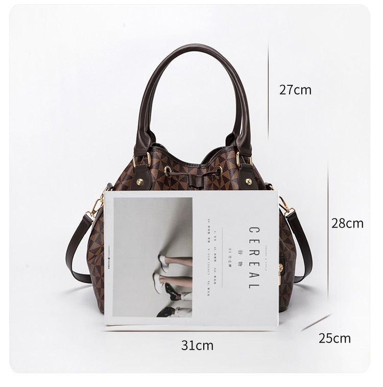 Women Handbags 2022 2023 New Trend With Crossbody Shoulder Strap Luxury Plaid Big Large Bucket Top Handle Fashion String Bags