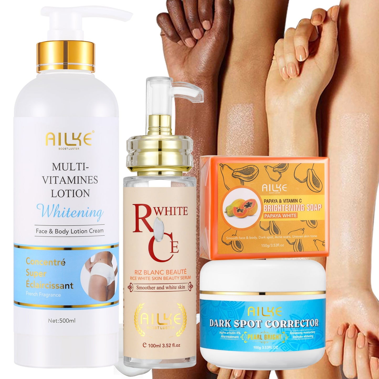 AILKE Multi Vitamin Whitening Body Lotion,With Vitamins A,E,B3,B5, Increase Skin Radiance,Even Skin Tone,Daily Moisturizer Cream