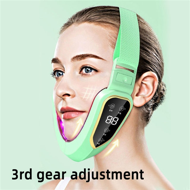 Facial Lifting Device LED Photon Therapy Facial Slimming Vibration Massager Double Chin V Face Shaped Cheek Lift Belt Machine