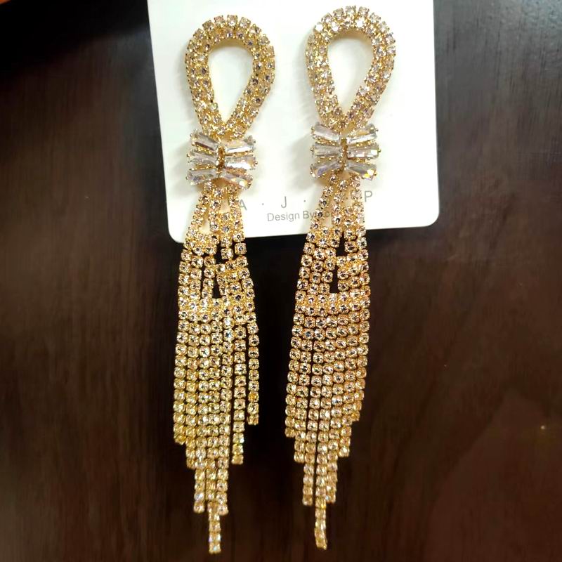 Fashion Statement Earring Long Full Rhinestone Big Earrings For Women Euorpe Evening Party Crystal Tassel Earings Wholesale