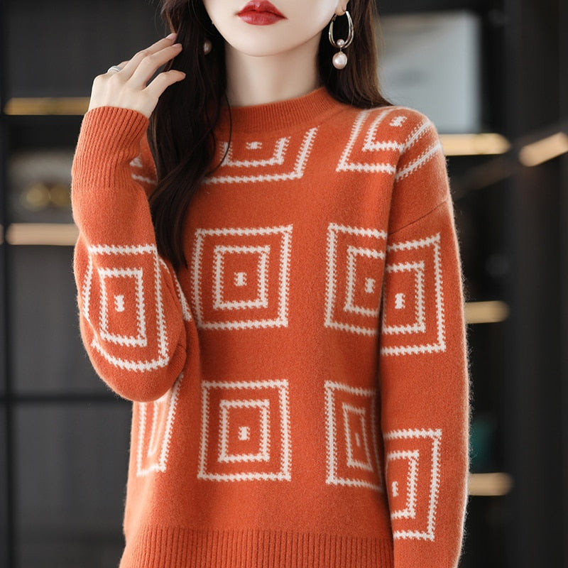 Half Height Collar Pure Woolen Sweater Women's Autumn And Winter New Fashion Age Reducing Loose Slim Casual Undercoat Sweater