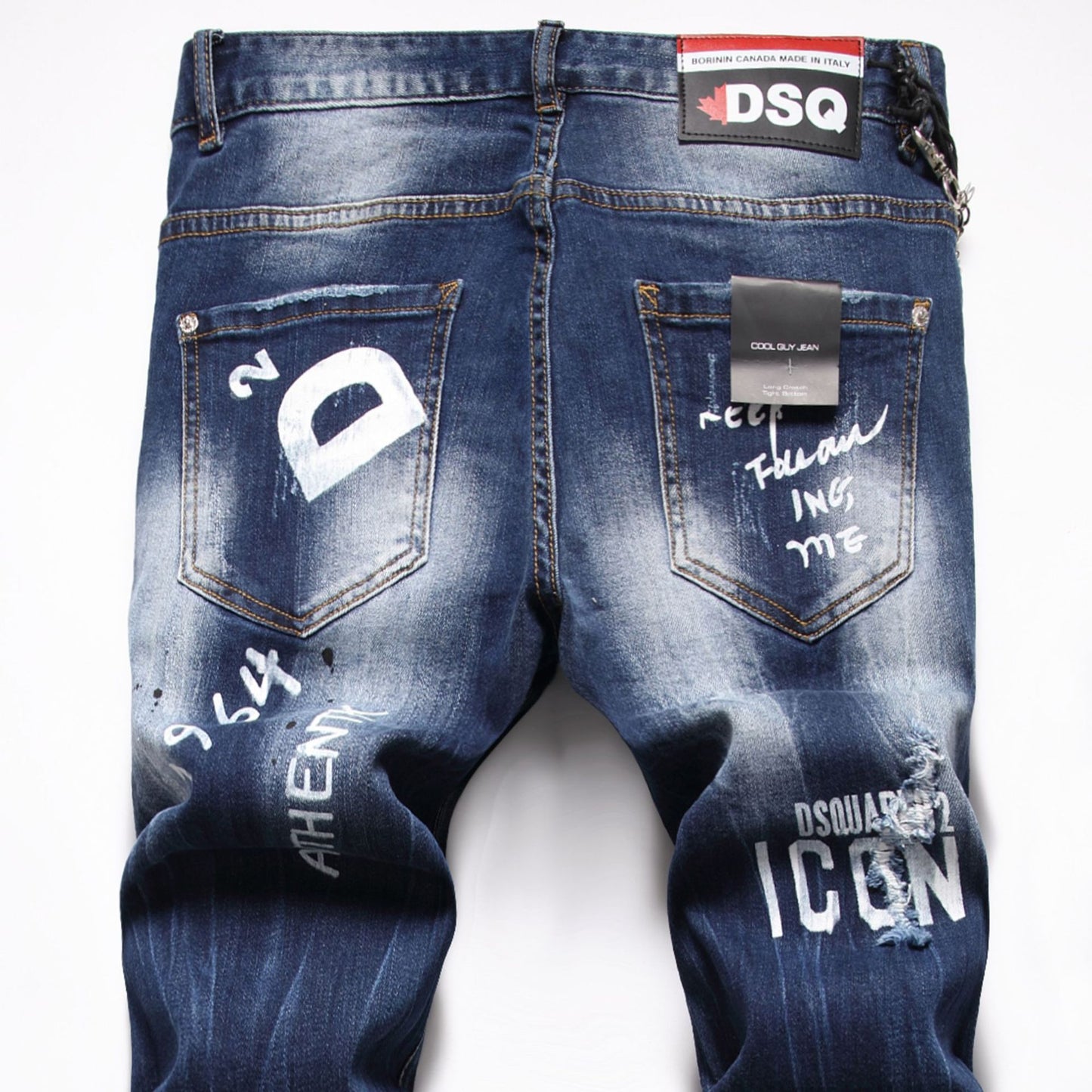 Men Skinny Ripped Denim Jeans Luxury Brand Dsq2 Street Wear Long Jeans Holes High Quality Male Stretch Fit Casual Denim Trousers