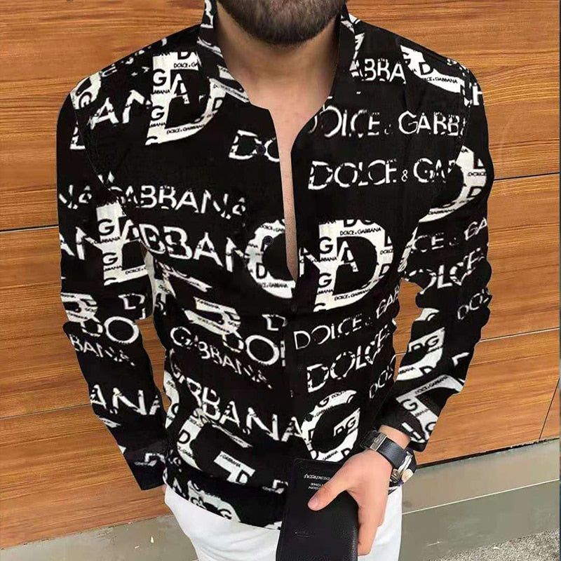 2022 Fashion New Brand Long Sleeve Shirts Social Men Printed Slim Fit Casual Shirts Plus Size 3xl High Quality Mens Clothing Top