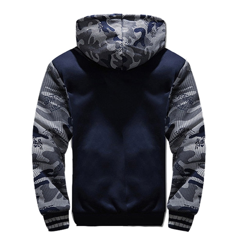 Winter Thicken Zipper Jackets for Men Fleece Hooded Streetwear Man Casual Warm Coats Long Sleeve Hooded Parkas Men's Clothes