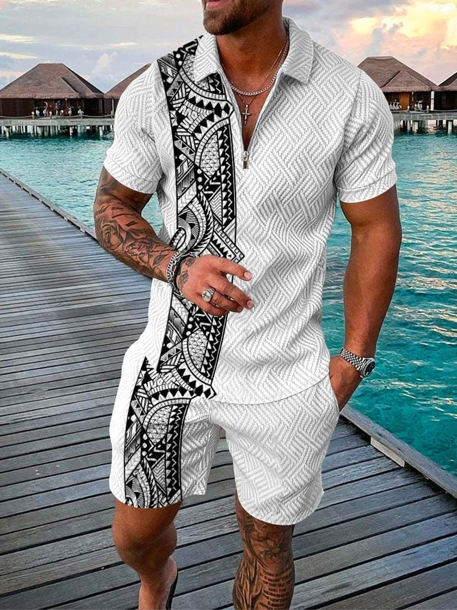 Men's Tracksuit Casual Summer Short Sleeve Polo Shirt and shorts Suit two-Piece Set Male Clothing Streetwear Clothes for Men