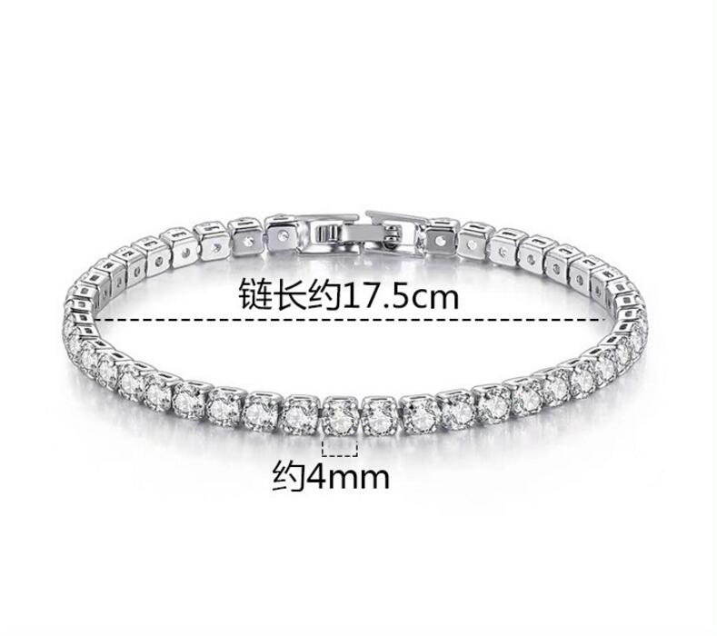 Solid 925 Sterling Silver 15-21CM Created Moissanite Diamond Tennis Charm Bracelets for Women Wedding Fine Jewelry