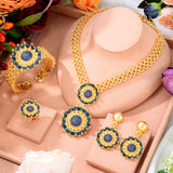 4PCS  Jewelry Set For Women Wedding Party Zircon Crystal Necklace Earring
