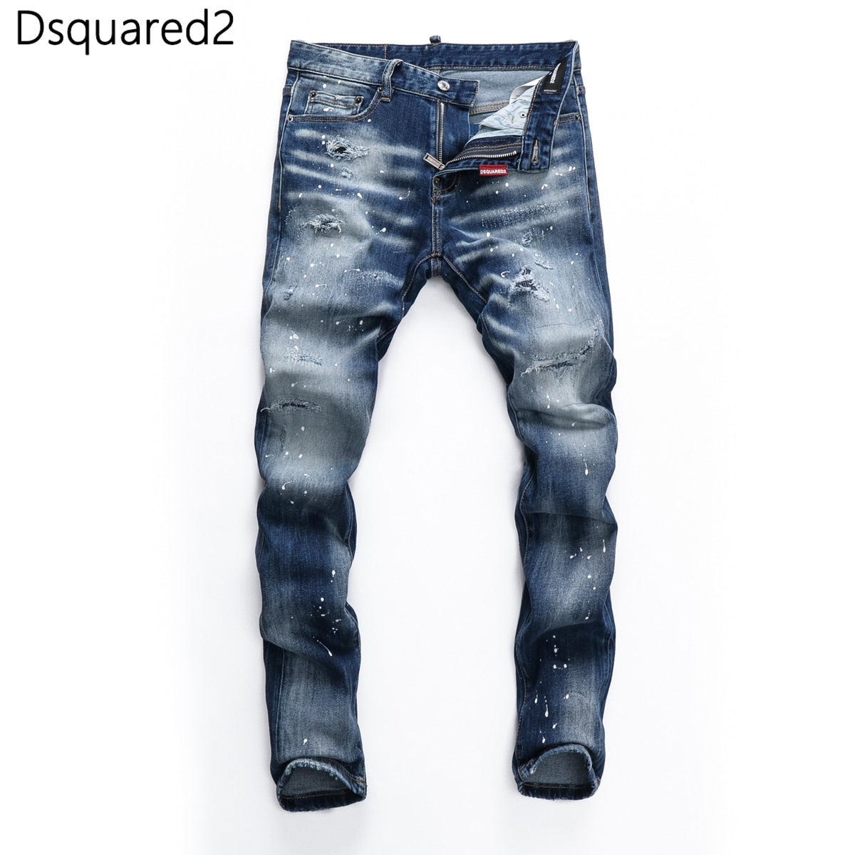 Dsquared2 jeans original quality dsq2 brand mens jeans Men straight denim trousers zipper Slim blue hole elastic jeans men