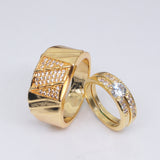 HOYON 18k yellow gold color couple ring set for wedding jewelry Diamond zircon set ring for men and women