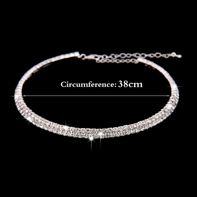 New Fashion Crystal Bride 2 Piece Set Rhinestone Wedding Dress Party Necklace Earring Set Women's High Grade Jewelry Gift