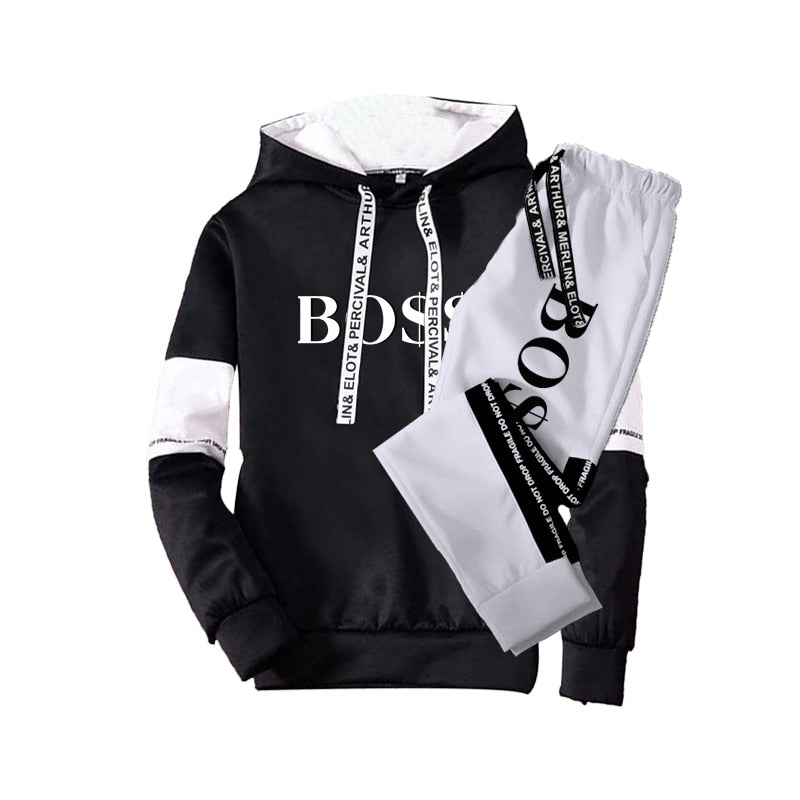 2023 Fashion Tracksuit Men's Long Sleeve Hoodie + Sport Pants Set Pullover Sweatershirt Tops and Jogging Pant Suit Casual Outfit