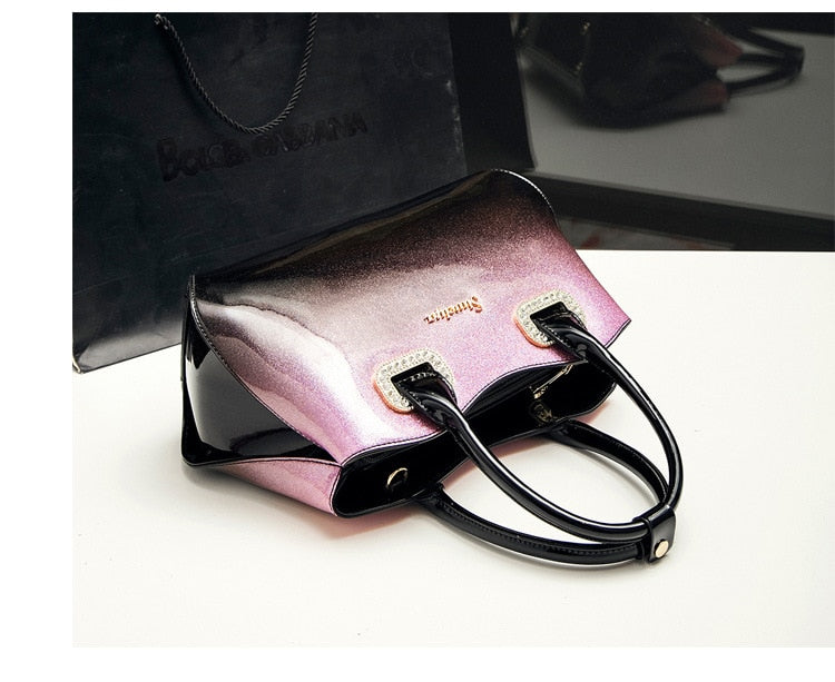 New arrival korean style simple pillow shoulder bags handbags women famous brands top handle bag patent leather messenger clutch