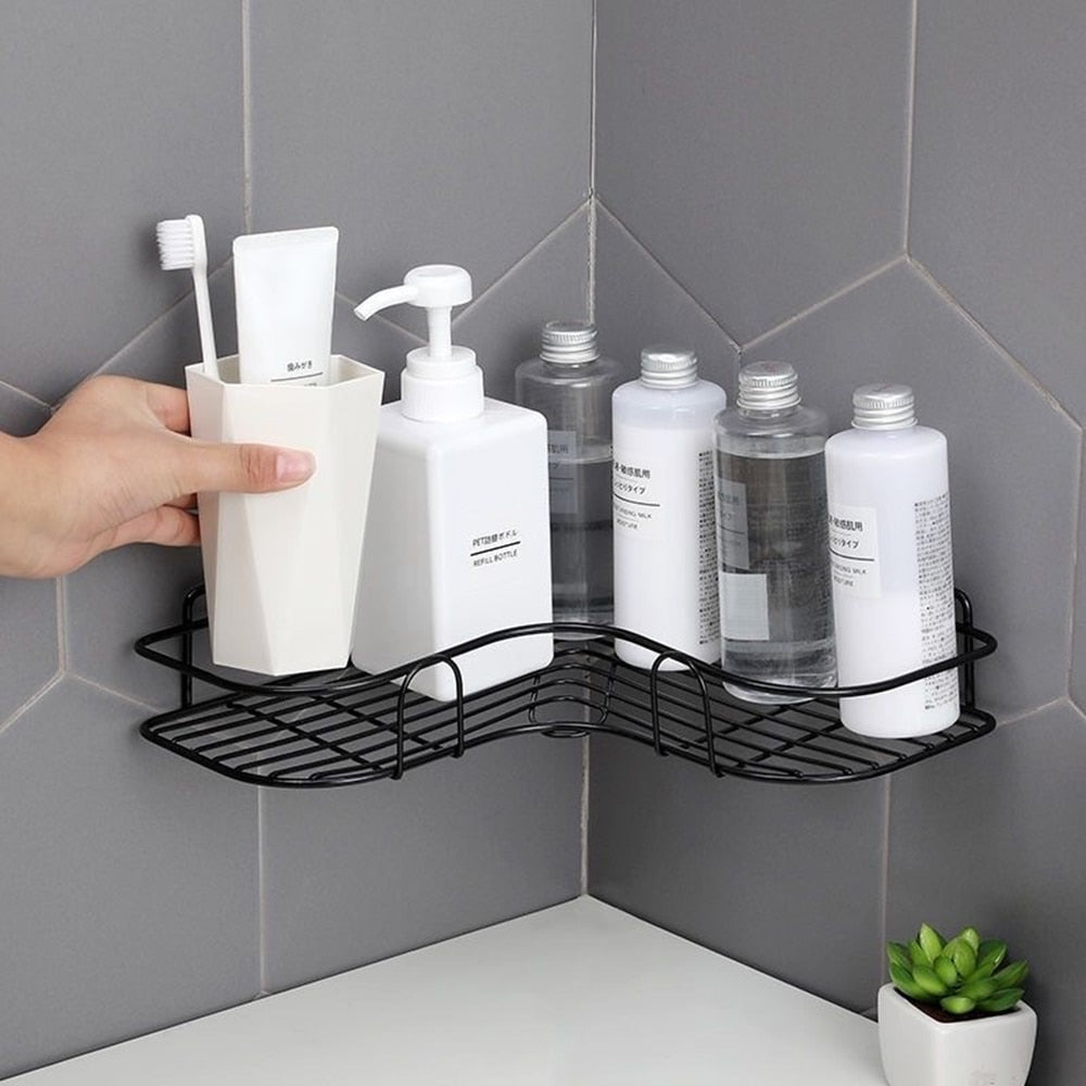 Bathroom Shelf Kitchen Organizer Shelves Corner Frame Iron Shower Caddy Storage Rack Shampoo Holder For Bathroom Accessories