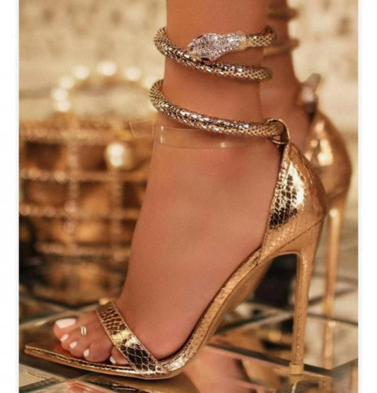 Gladiator Women Heels New Summer Fashion Ankle Strap Crystal Lace-Up Open Toe High Heels Gold Heels for Women Sandals