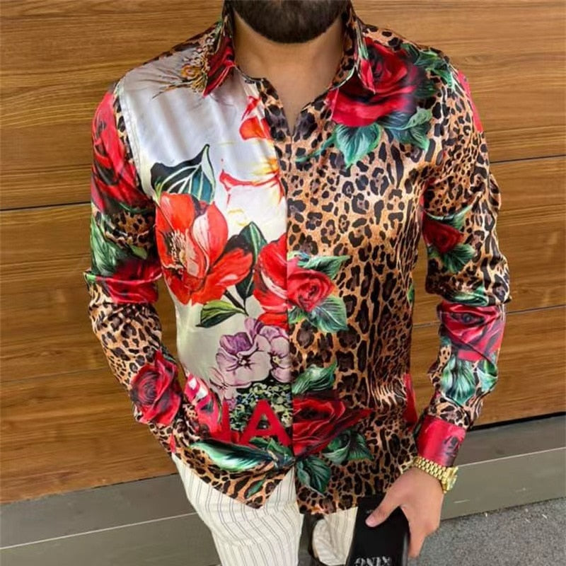 2022 New Men Long Sleeve Print Shirts for Mens Social Luxury Man Designer Clothes Hawaiian Fashionable Elegant Classic Fashion