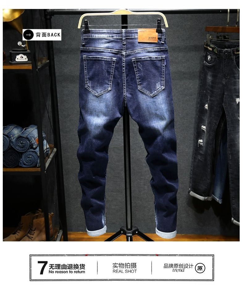 2022 Spring and Autumn New Men's Fashion Casual Versatile Stretch Jeans Long Pants Men's Slim Fit Large Size High Quality Pants