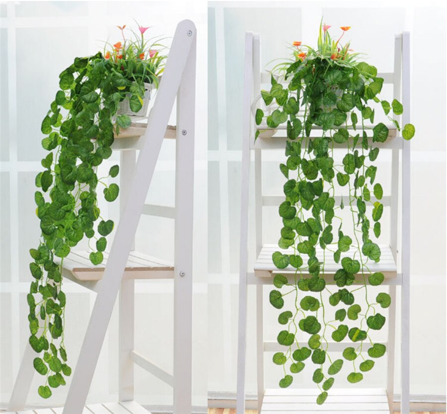 90cm Artificial Vine Plants Hanging Ivy Green Leaves Garland Radish Seaweed Grape Fake Flowers Home Garden Wall Party Decoration