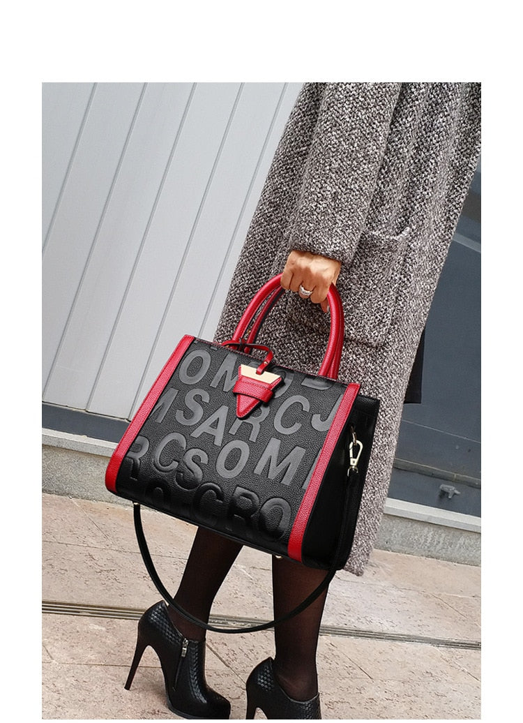 Letter Fashion Handbag Large Capacity Black Shoulder Bag Women Shoulder Bag Large Women Bags Bags for Women 2022