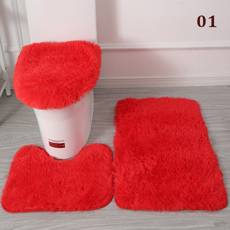 30Styles 3Pcs Plush Toilet Lid Cover Mat Set Anti Slip Anti-static Soft Bathroom Shower Carpets Wear-resistant Floor Rugs