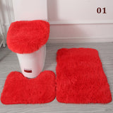 30Styles 3Pcs Plush Toilet Lid Cover Mat Set Anti Slip Anti-static Soft Bathroom Shower Carpets Wear-resistant Floor Rugs