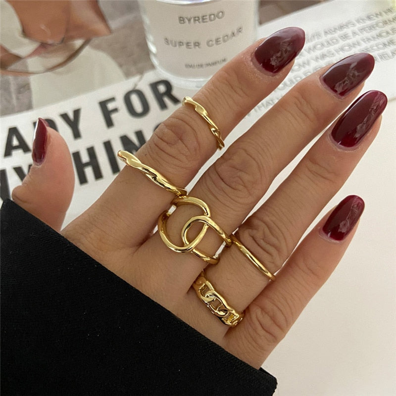 Boho Gold 22pcs Heart Rings Set For Women Vintage Geometric Cross Pearl Butterfly Finger Rings Women's 2022 Trendy Jewelry Gift