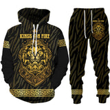 Golden Lion 3D Printed Hoodie/Pants/Suit Men's Casual Graphic Streetwear Pullover Sweatshirt Outfits Set Hip Hop Cool Tracksuits