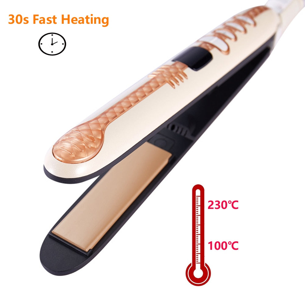 Hair Straightening Iron Professional Ceramic Plate LCD Display Fast Heating Flat Iron Curler or Straight Hair Styling Tools