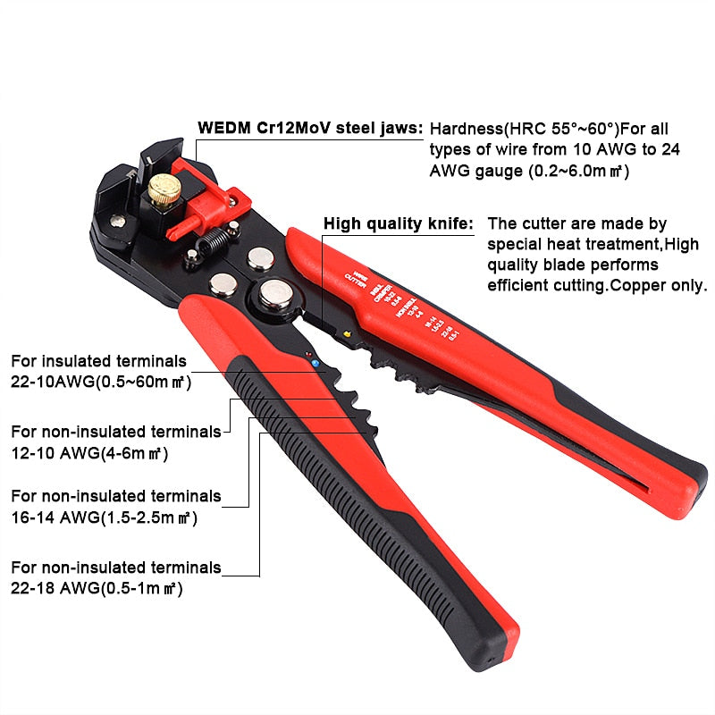 Automatic Wire Cutters Crimping Hand Tools Clamper Multifuntion Stripping Cutter Electronics Crimper Pliers Terminal 0.2-6mm2