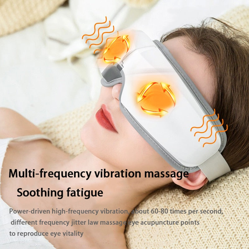 Electric Eye Massager Foldable Eye Massage Glasses Hot Compress Eye Care Instrument Smart Bluetooth Rechargeable Heated Eye Mask