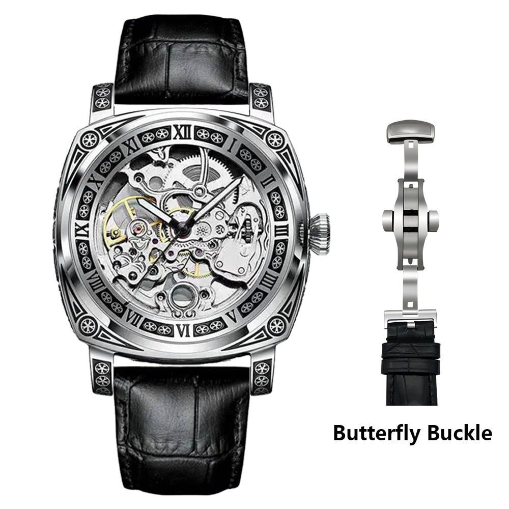 Authentic Brand Carved Watches Fully Automatic men watches Hollowed Fashion Mechanical Watches luxury MAN WATCH Reloj Hombre