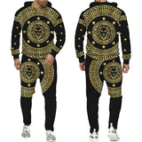 Golden Lion 3D Printed Hoodie/Pants/Suit Men's Casual Graphic Streetwear Pullover Sweatshirt Outfits Set Hip Hop Cool Tracksuits