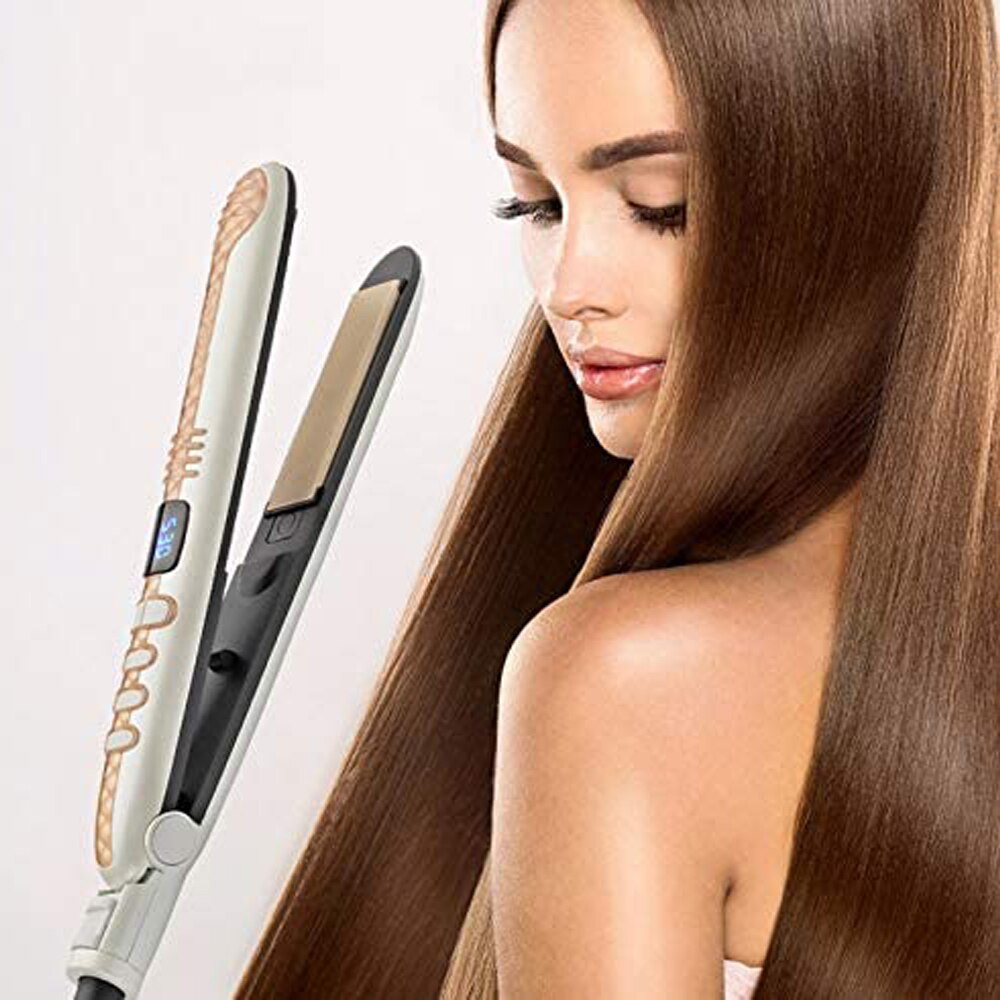 Hair Straightening Iron Professional Ceramic Plate LCD Display Fast Heating Flat Iron Curler or Straight Hair Styling Tools