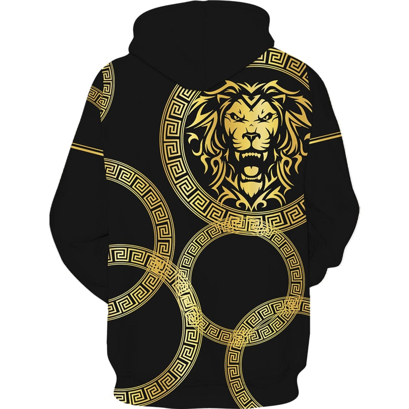 Golden Lion 3D Printed Hoodie/Pants/Suit Men's Casual Graphic Streetwear Pullover Sweatshirt Outfits Set Hip Hop Cool Tracksuits