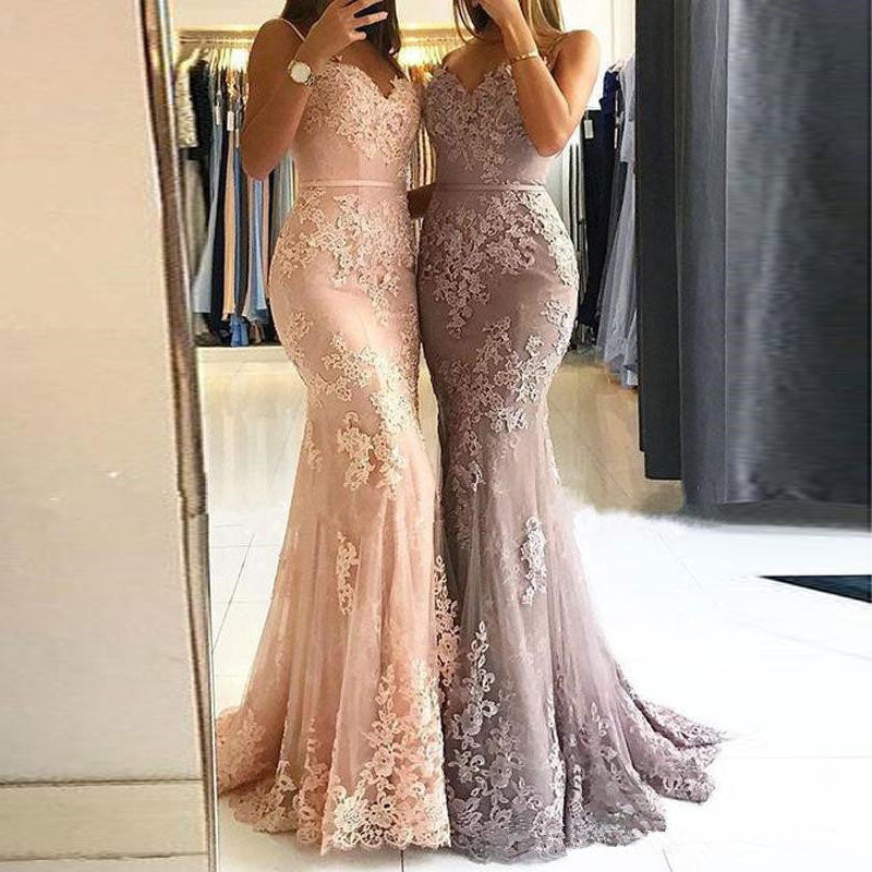 New arrival prom party evening dresses trumpet vestido de noiva sereia gown lace dress mermaid robe de soiree sexy V-neck