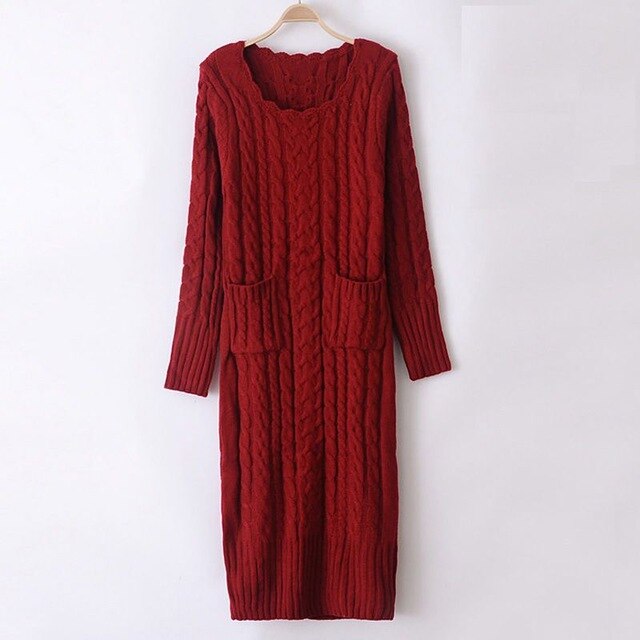 Women Winter Knit Dresses 2019 Europe Long Sleeve Turtleneck Casual Slim Warm Maxi Sweater Dress Plus Size Women's Clothing L-66