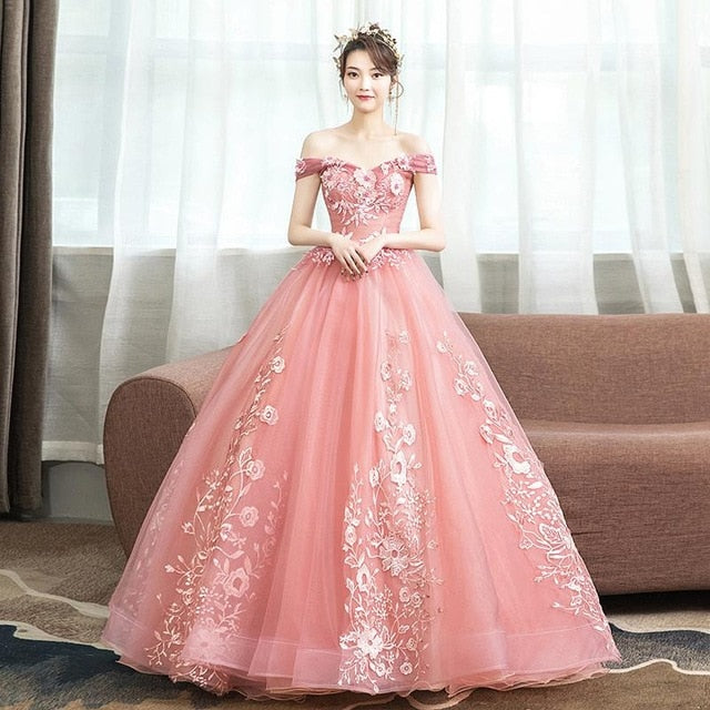 Gryffon Quinceanera Dresses Party Prom Lace Embroidery Off The Shoulder Ball Gown 5 Colors Quinceanera Dress Plus Size