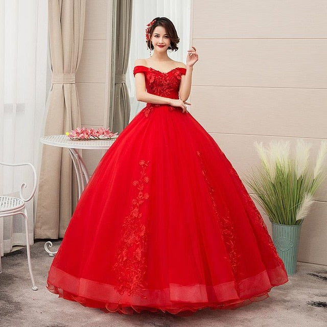 Gryffon Quinceanera Dresses Party Prom Lace Embroidery Off The Shoulder Ball Gown 5 Colors Quinceanera Dress Plus Size