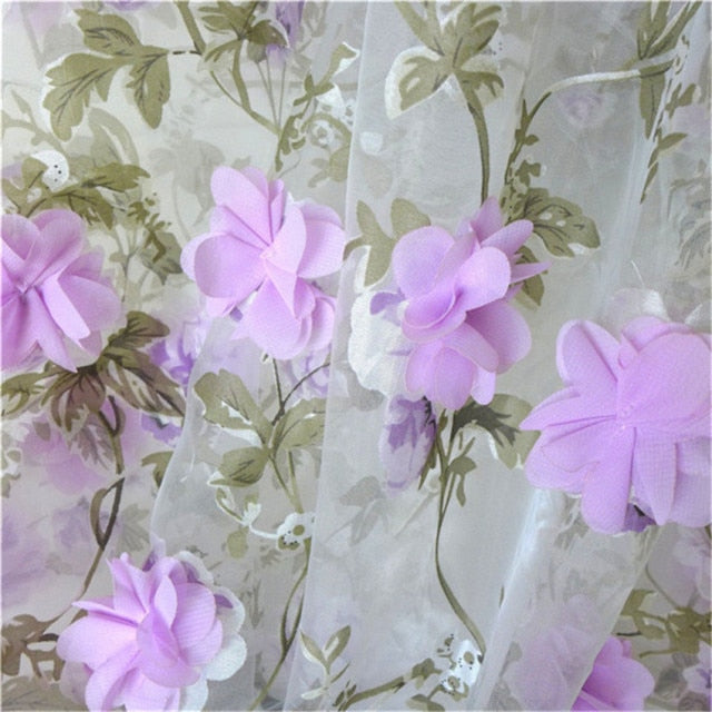 1Yard 3D Flowers Organza Lace Fabric Chiffon Rosette Appliques for Bridal Gown Prom Dress Laces