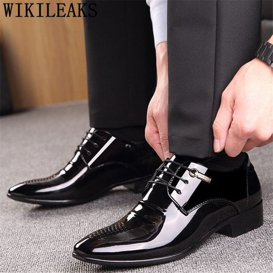 Black Designer Formal Oxford Shoes For Men Wedding Shoes Leather Italy Pointed Toe Mens Dress Shoes 2021 Sapato Oxford Masculino