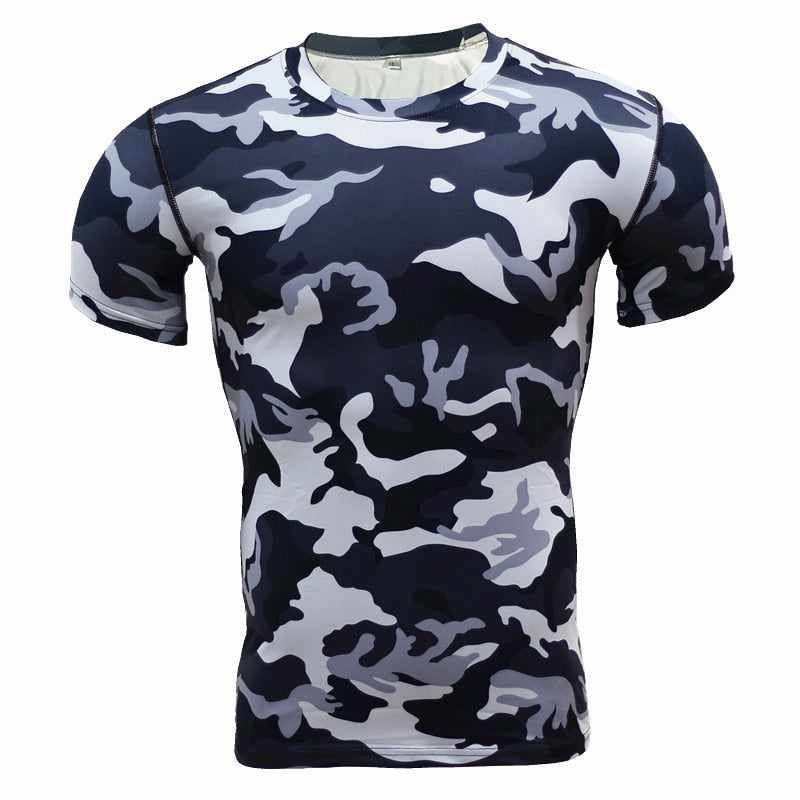 Camouflage Short Sleeves Compression Crossfit Workout Top