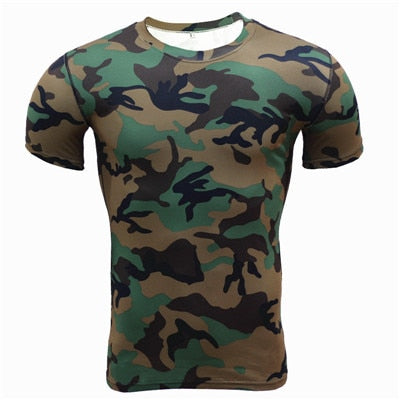 Camouflage Short Sleeves Compression Crossfit Workout Top